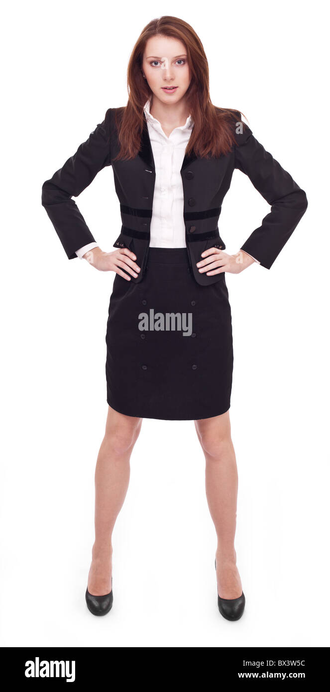 Retrato de mujer de negocios con brazos de kimbo. Foto de stock