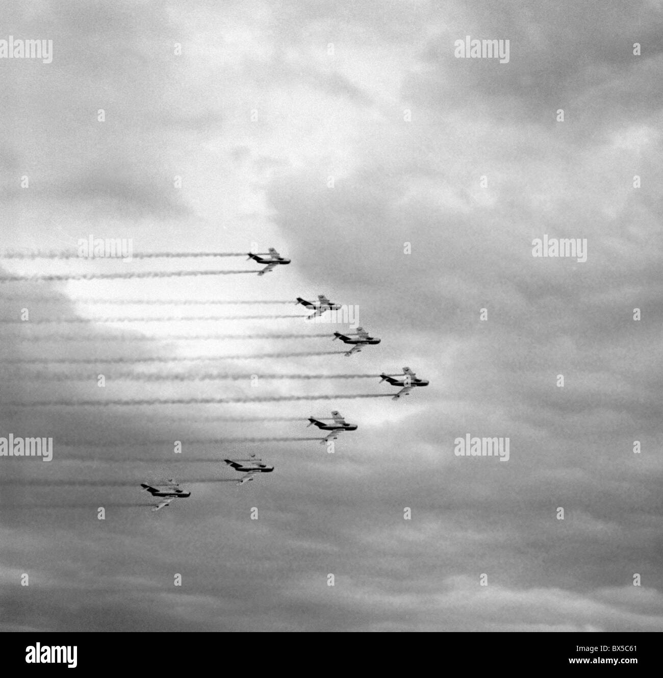 Aviones de combate Mig 15b, air show Foto de stock