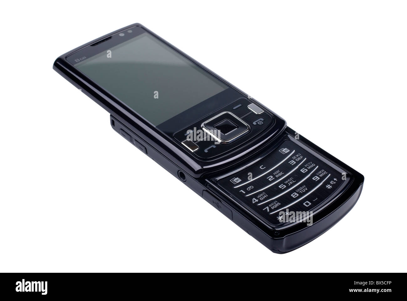 Negro teléfono inteligente moderno aislado sobre fondo blanco. Foto de stock