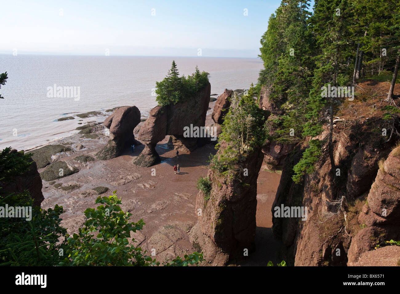 Hopewell Rocks y el sitio de Exploración de las mareas oceánicas, New Brunswick, Canadá, América del Norte Foto de stock