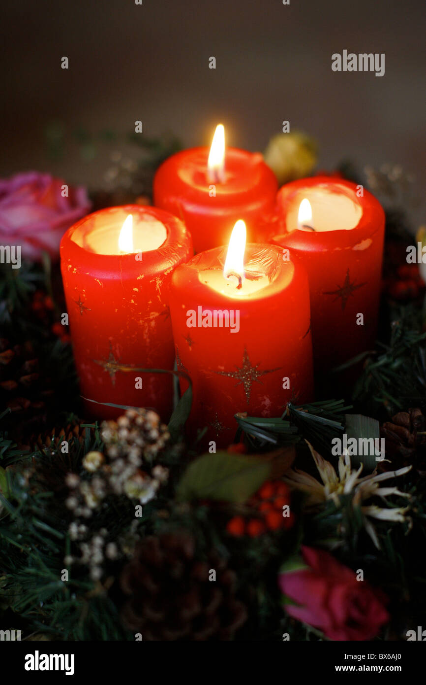 Velas de Adviento, Francia, Europa Foto de stock