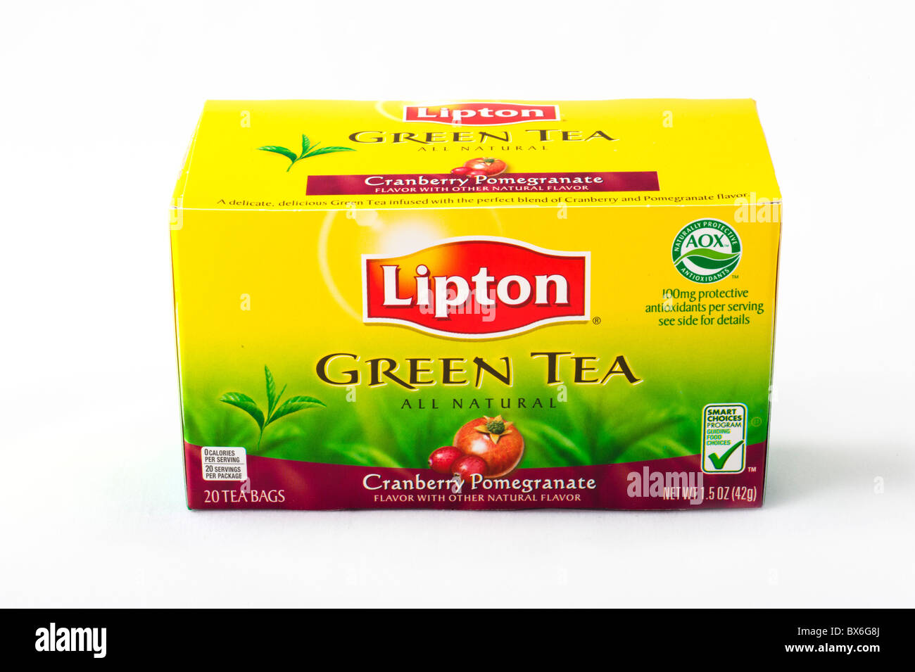 Caja de bolsas de té verde Lipton, EE.UU. Foto de stock
