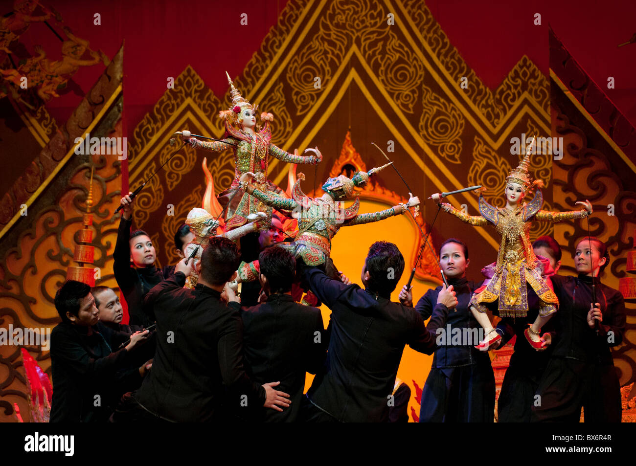 Espectáculo de títeres, Teatro Aksra, Bangkok, Tailandia, el sudeste de Asia, Asia Foto de stock