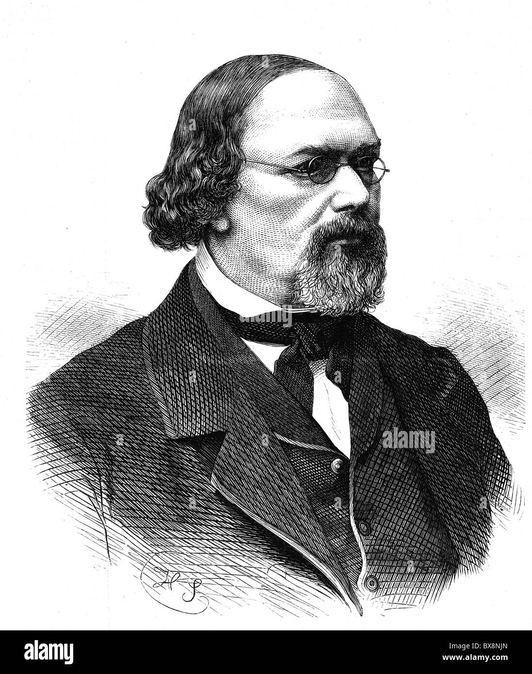 Opermann, Heinrich Albert, 22.7.1812 - 16.2.1870, jurista alemán, político, autor / escritor, retrato, grabado en madera, publicado en 1870, Foto de stock