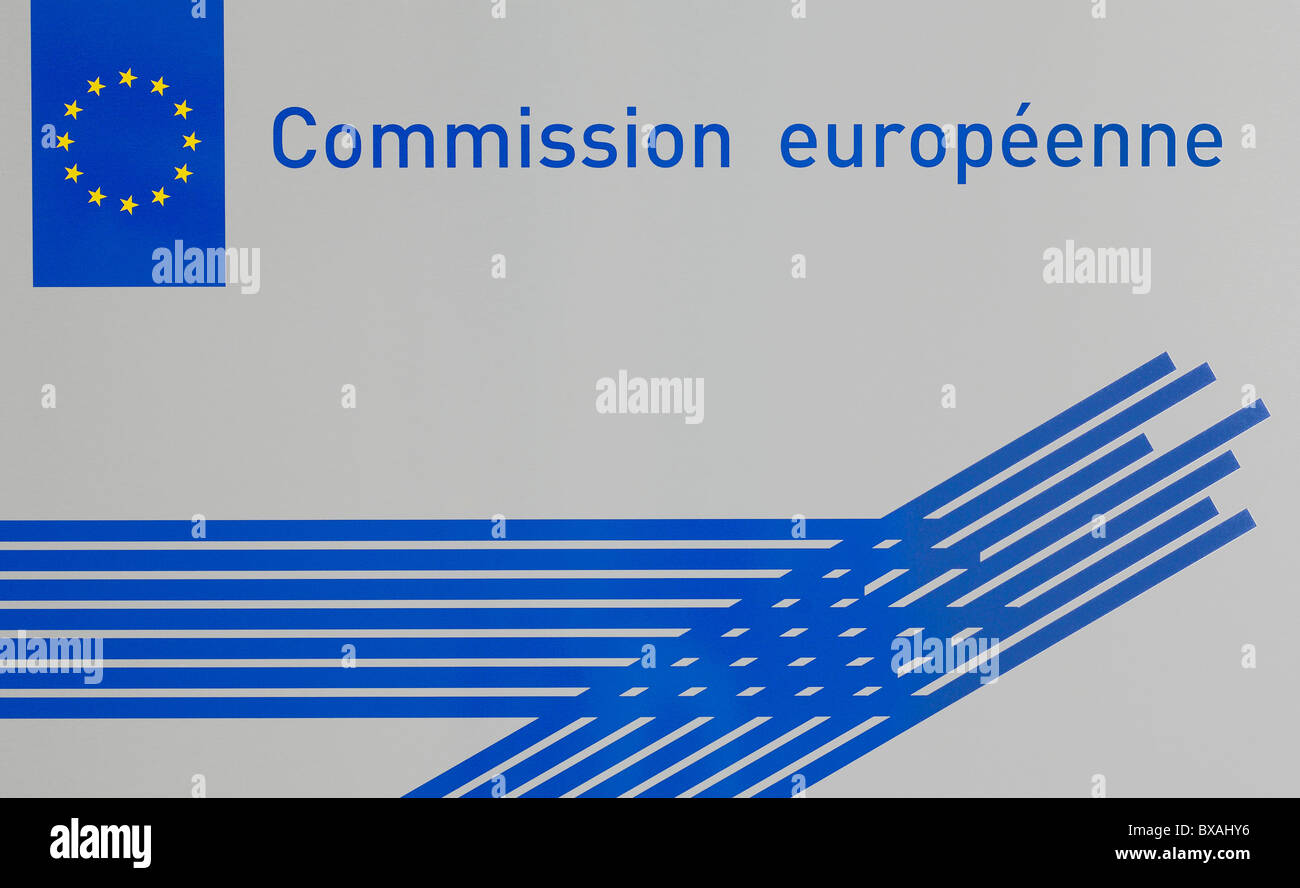 Un cartel a la entrada de la Comisión Europea, Luxemburgo Foto de stock