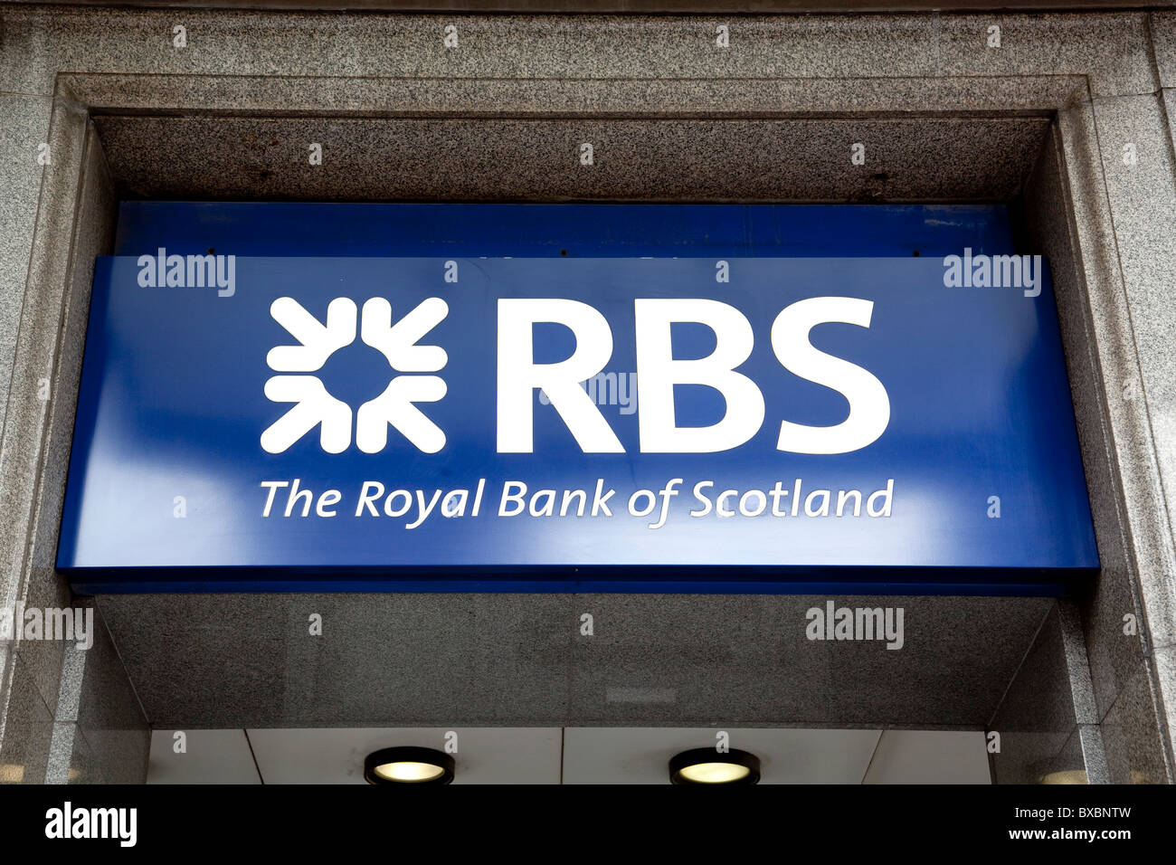 Logotipo de la RBS, Royal Bank of Scotland en Londres, Inglaterra, Reino Unido, Europa Foto de stock