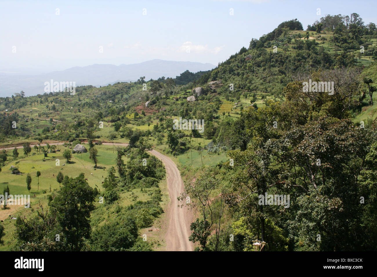 Vista desde las montañas Guge encima de Arba Minch, Etiopía Foto de stock