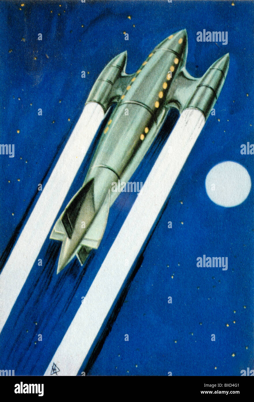 Interplanetario futurista Avión Jet Viajes o Viajes de cohetes para la Exploración Espacial (ilustración c1940) Foto de stock