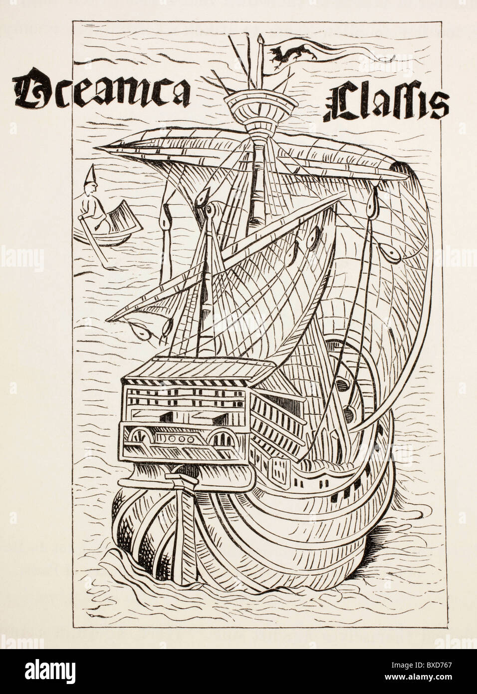 Carabela española de los siglos XV y XVI, de un tipo posiblemente utilizadas por Colón en uno de sus viajes a las Américas. Foto de stock