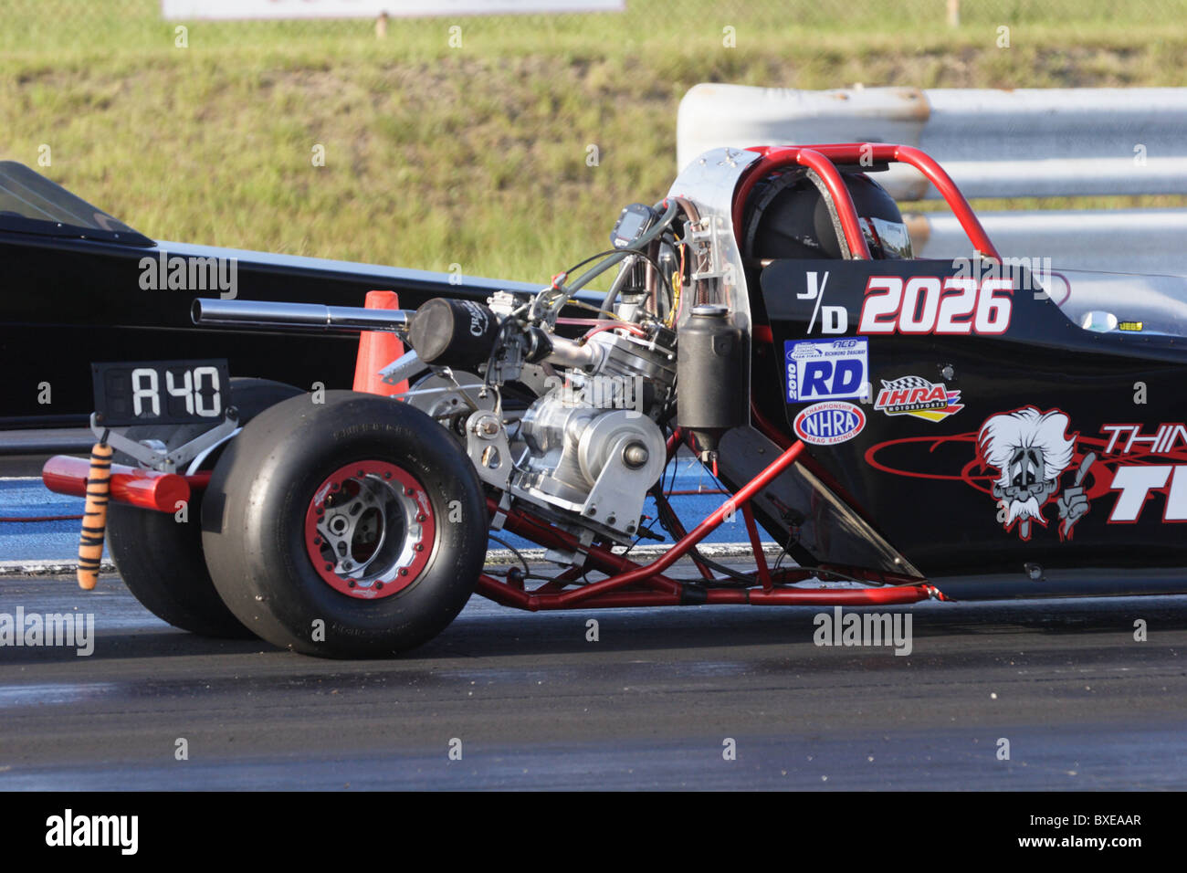 Página dragsters Junior preparando la carrera en Richmond Dragway en Sandston, Virginia. Foto de stock