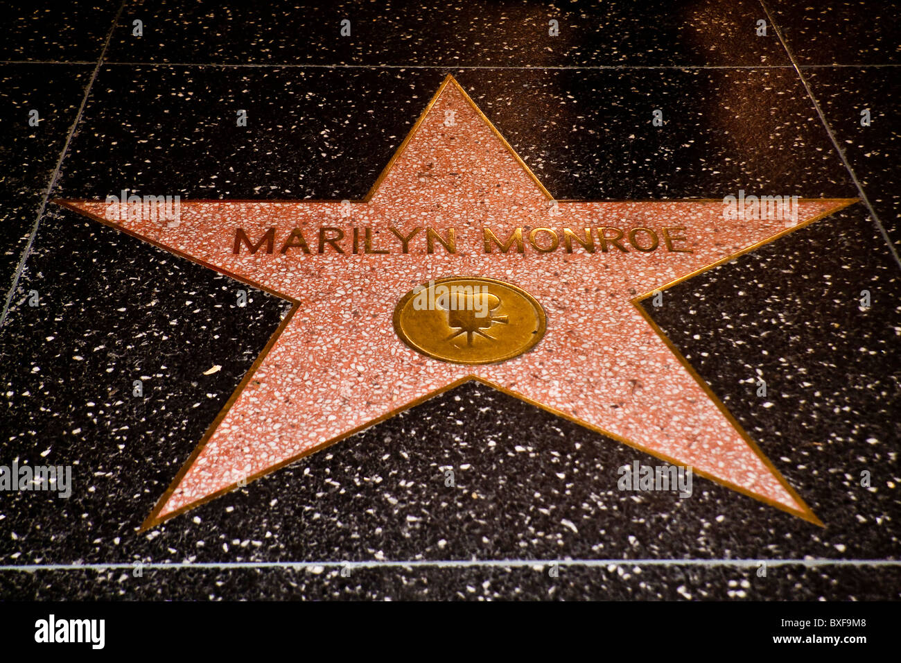 Paseo de la Fama de Hollywood la estrella de Marilyn Monroe Foto de stock