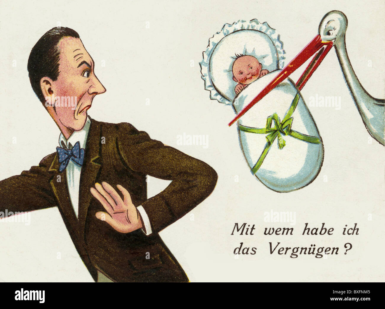 Caricatura, 'Mit wem hare ich das Vergnügen?', paternidad no deseada, Alemania, alrededor de 1926, Derechos adicionales-Clearences-no disponible Foto de stock