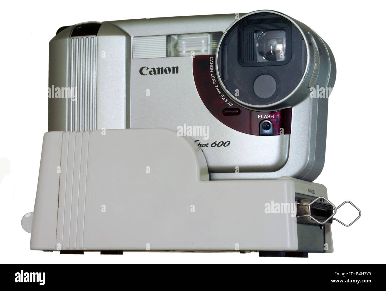 Fotografía, cámaras, Canon Powershot 600, una de las primeras cámaras  digitales para consumidores, en estación de acoplamiento, Japón, 1996,  histórico, histórico, interfaz SCSII, 0,57 megapíxeles, solución, 832x624  píxeles, bajo, grabación de comentarios