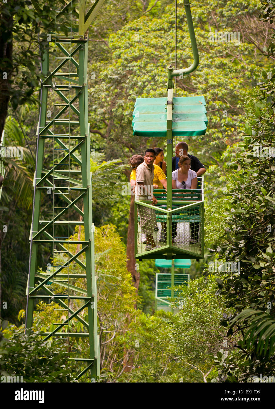 GAMBOA, Panamá Turistas y guía en teleférico teleférico en la selva