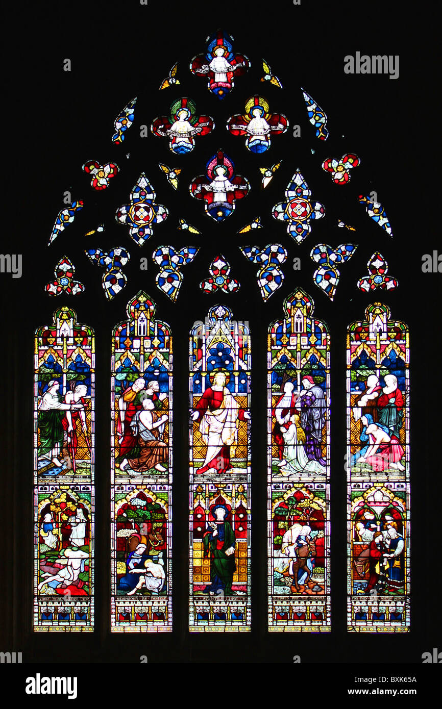 Vidriera de la Catedral de Sheffield Foto de stock