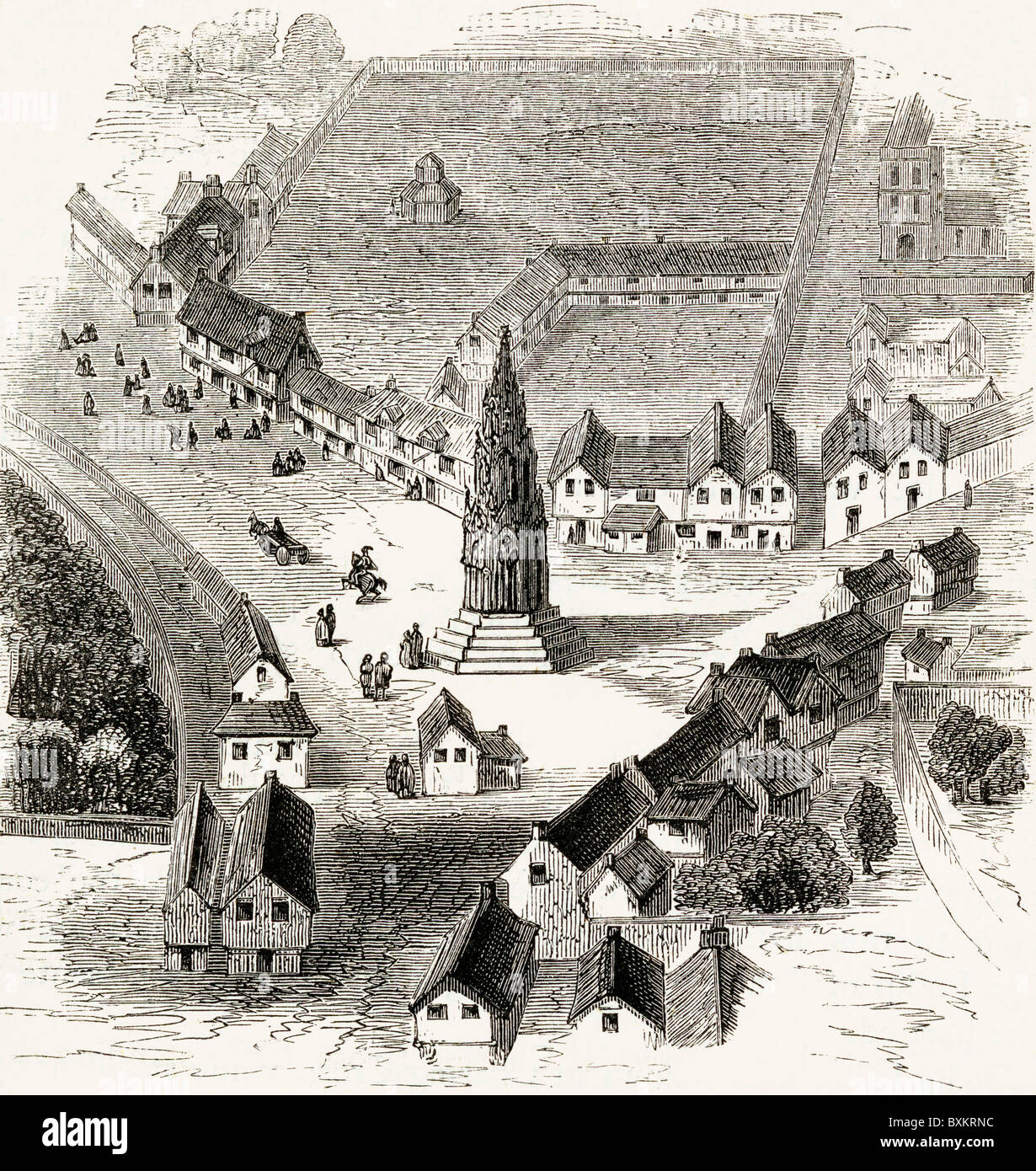 Charing Cross, Londres, Inglaterra, en el siglo XVI. Foto de stock