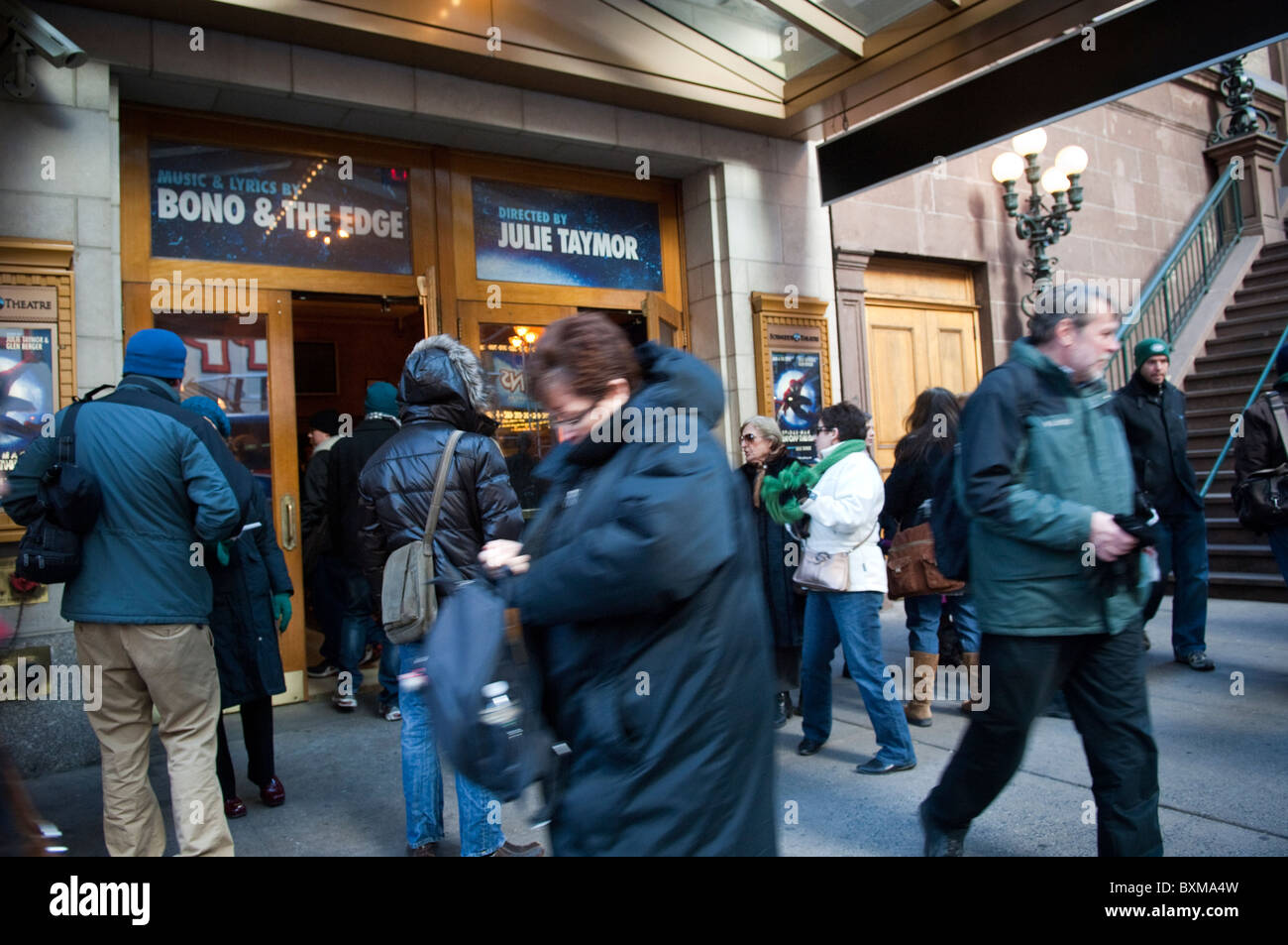 El Foxwoods Theatre de Times Square, en Nueva York, donde "spider-man Apagar la oscuridad' musical de Broadway está en previsualizaciones Foto de stock