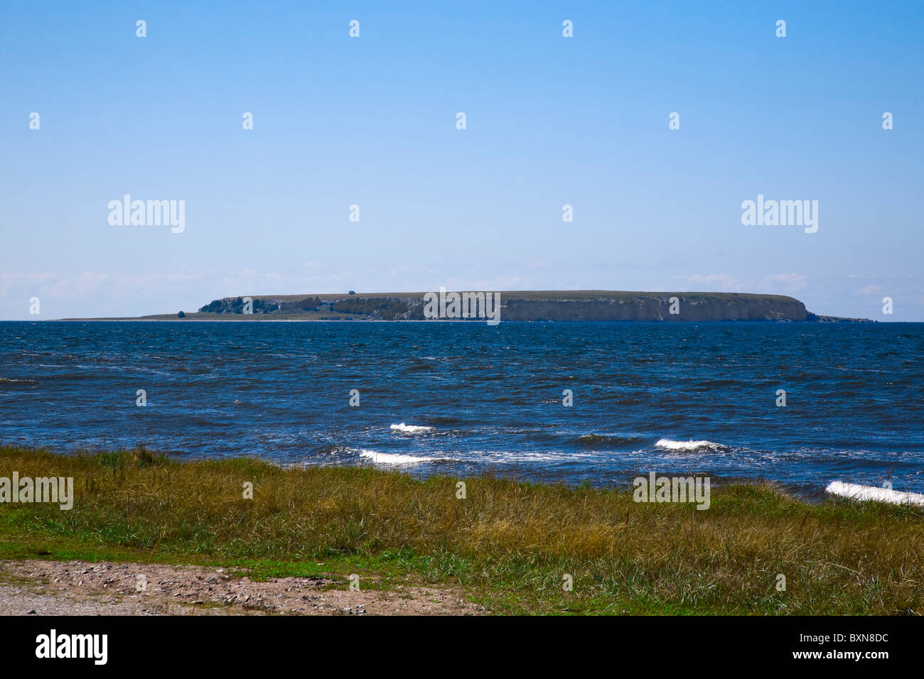 La más pequeña de las islas Karlso visto desde Djupvik, Gotland, SUECIA. Foto de stock