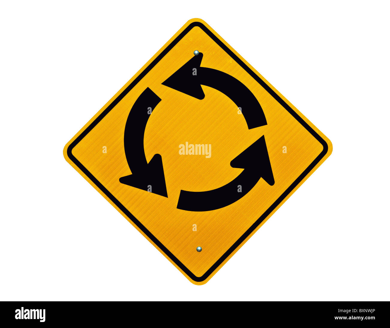 Tráfico de bucle interminable círculo signo de precaución. Foto de stock