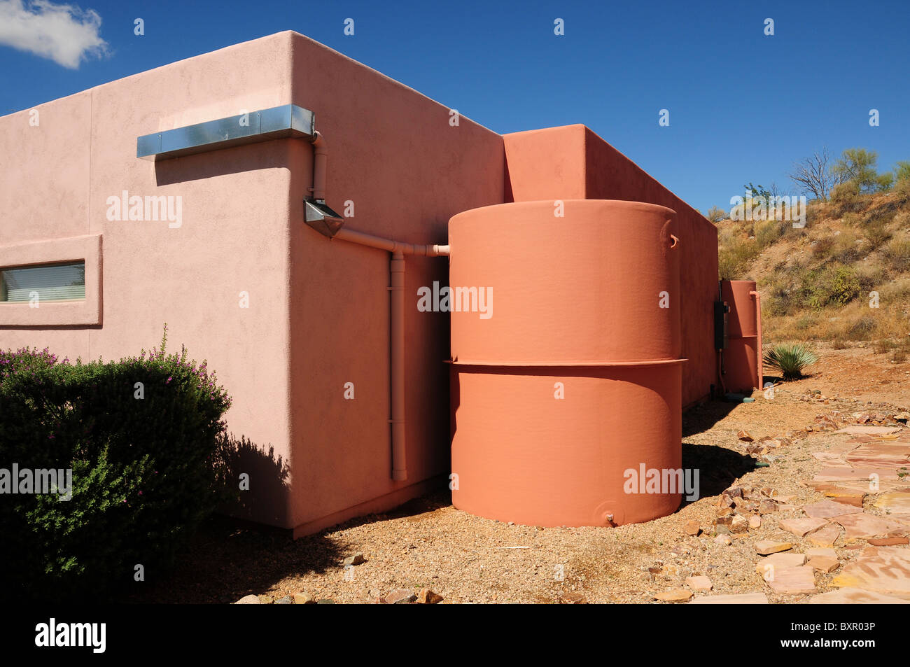 La recolección de agua, la Biosfera2, Oracle, Arizona, EE.UU. Foto de stock
