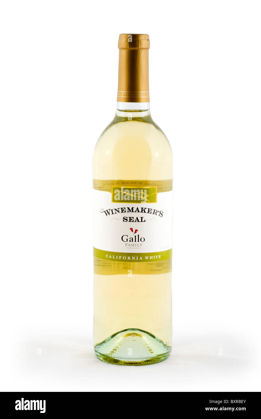 Botella de vino blanco californiano Gallo, REINO UNIDO Foto de stock