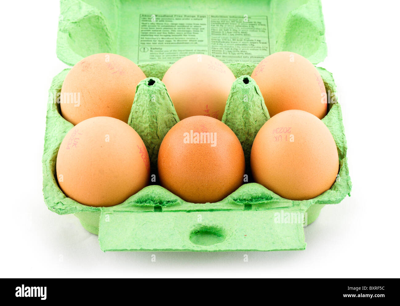 6 huevos frescos, UK Foto de stock