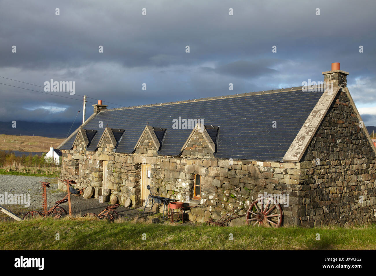 Museo Staffin Ellishadder, cerca de la península de Trotternish Staffin, Isla de Skye, Escocia, Reino Unido Foto de stock