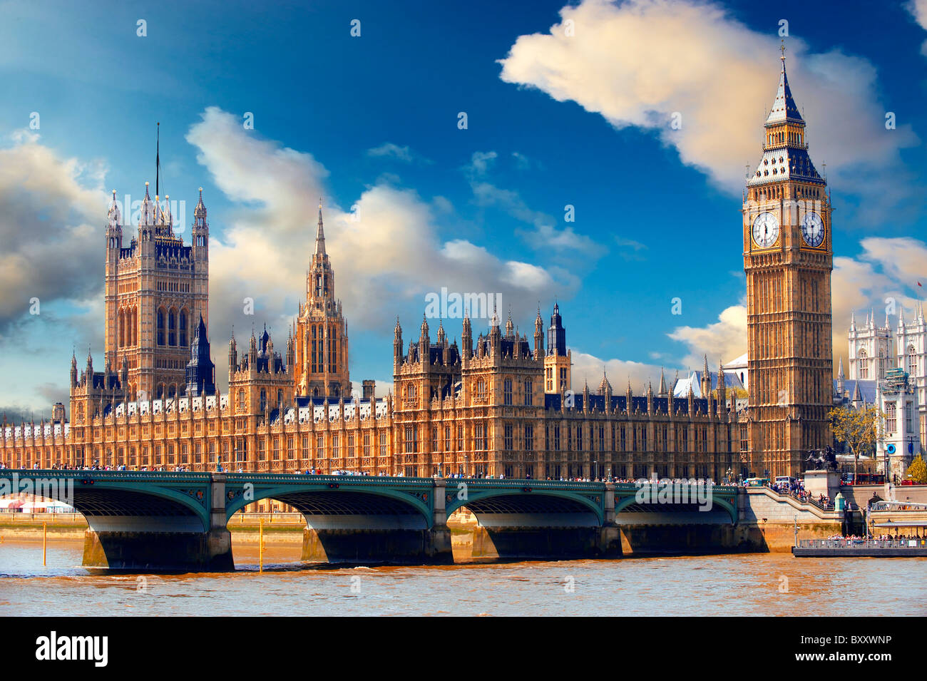 Las casas del parlamento, Westminster, London Foto de stock