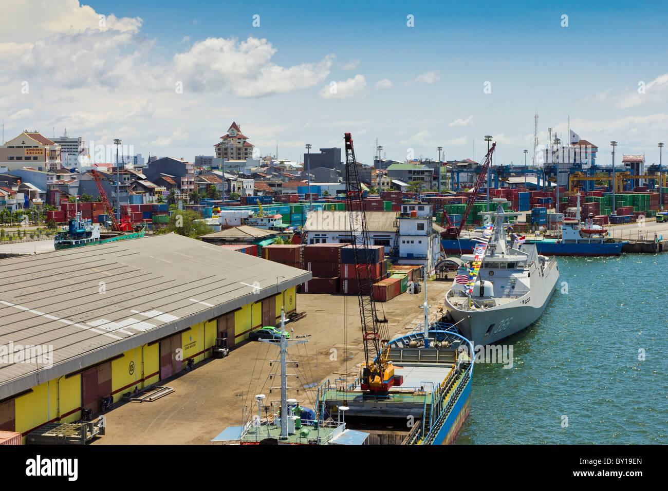 Makassar, Indonesia zona portuaria. Foto de stock