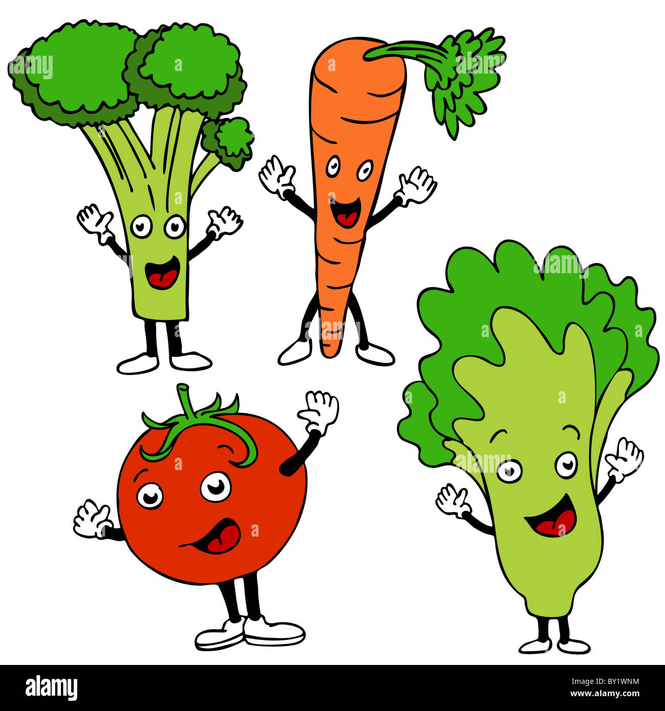 Un conjunto de alimentos saludables, personajes de dibujos animados  Fotografía de stock - Alamy