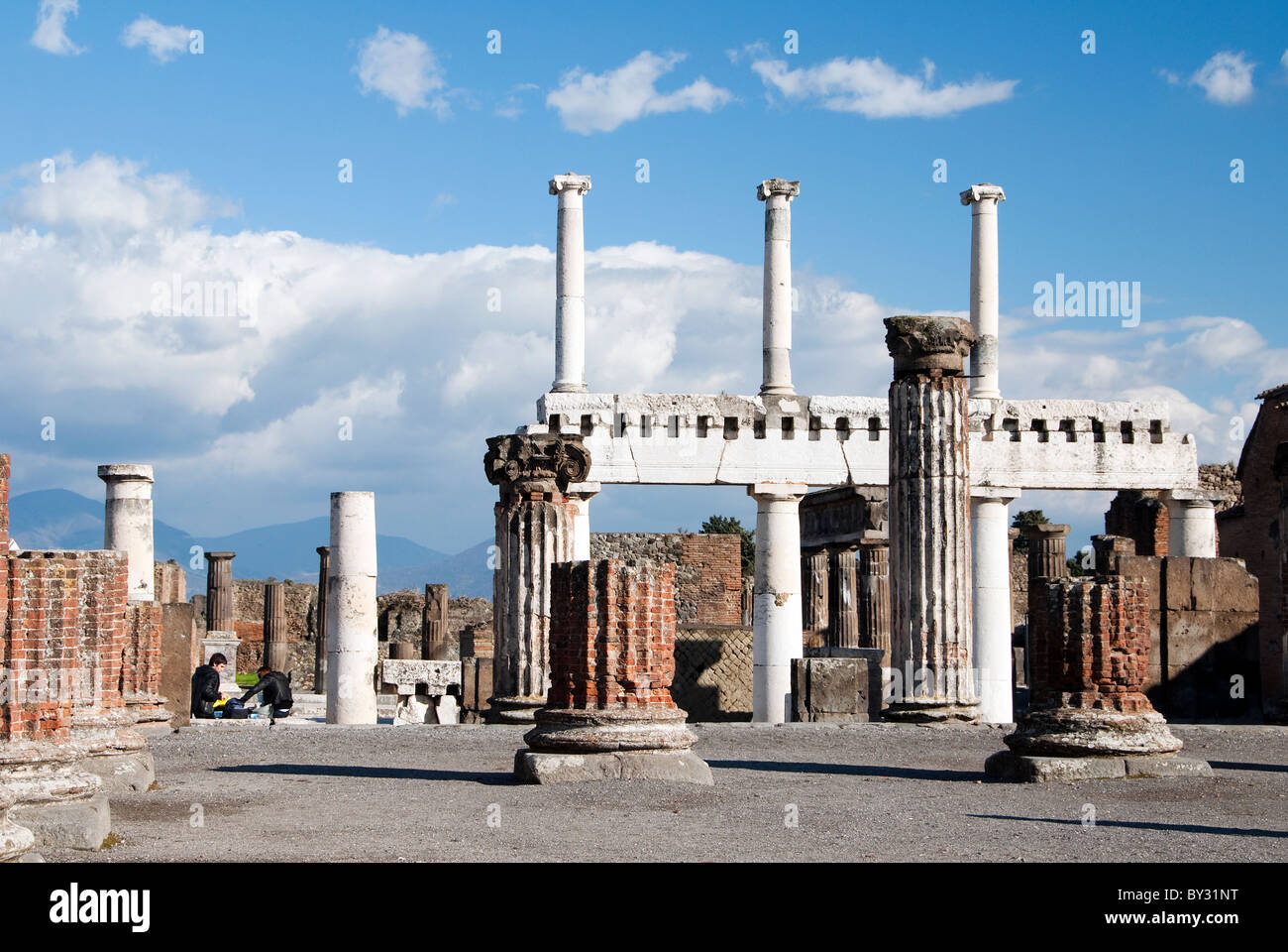Las antiguas ruinas de Pompeya, cerca de Nápoles, Italia Foto de stock