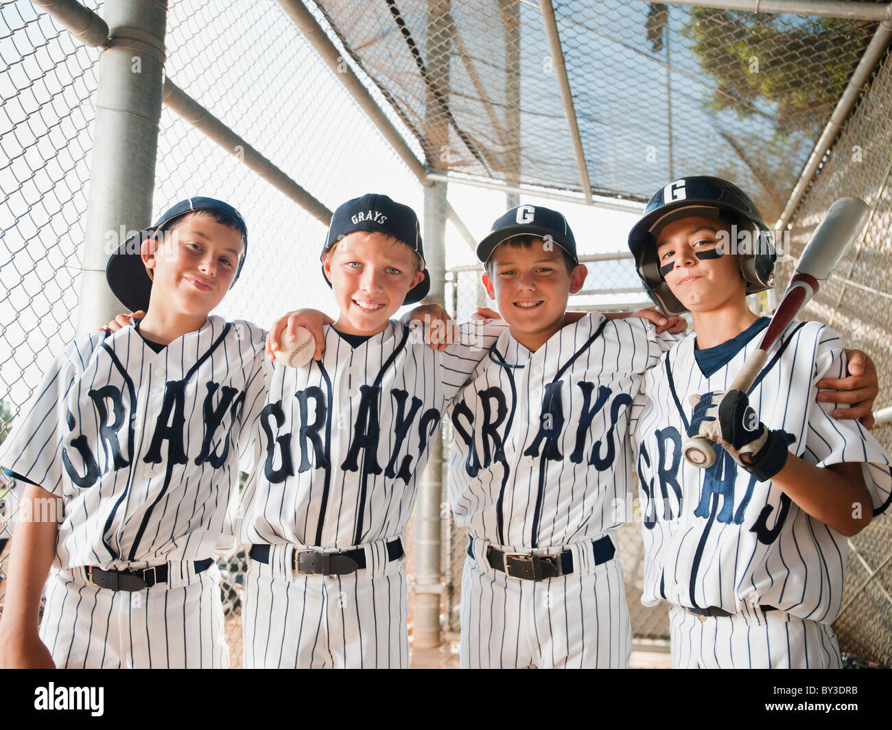 California, Estados Unidos, Ladera Ranch, muchachos (10-11) de Little League Baseball team Foto de stock