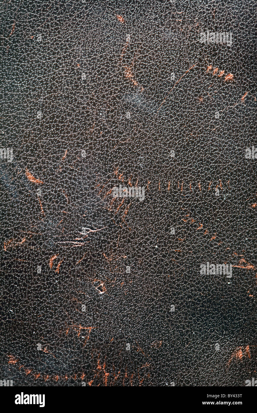La textura de la imagen antigua de cuero negro. Foto de stock