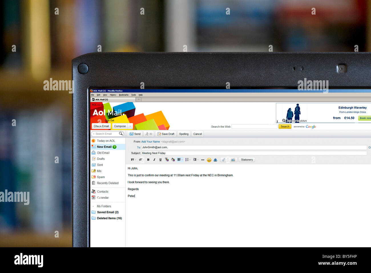 Redactar un mensaje de correo electrónico de AOL Mail, UK Fotografía de