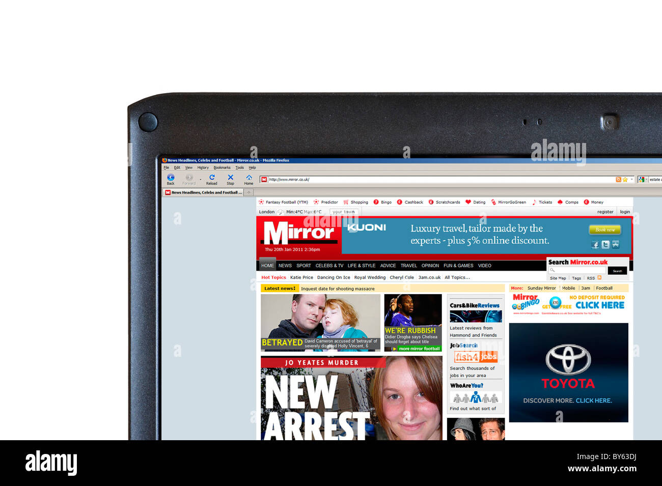 El espejo online edition aparece en un ordenador portátil, REINO UNIDO  Fotografía de stock - Alamy