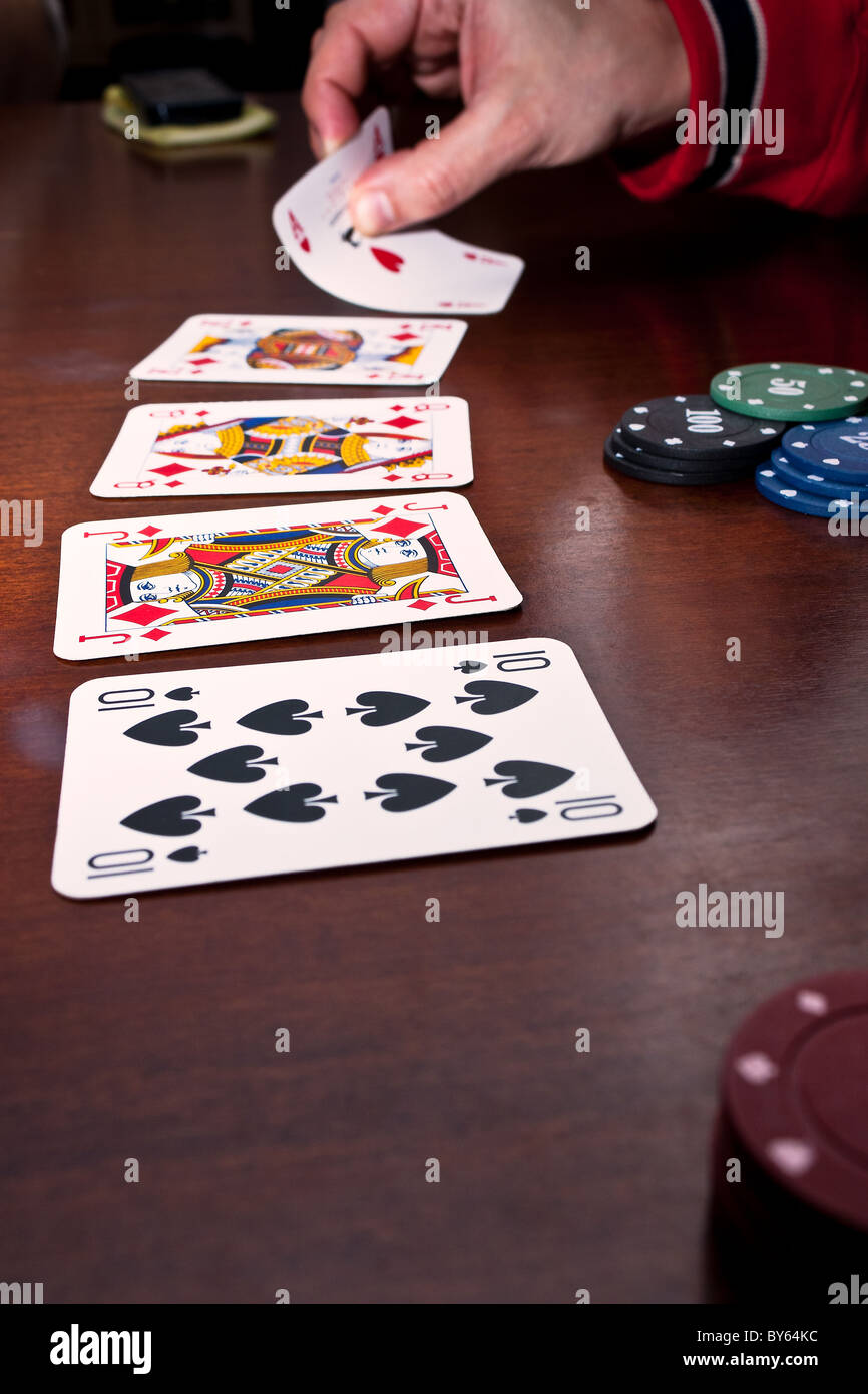 Texas Hold'em poker juego: convertir la carta River Foto de stock