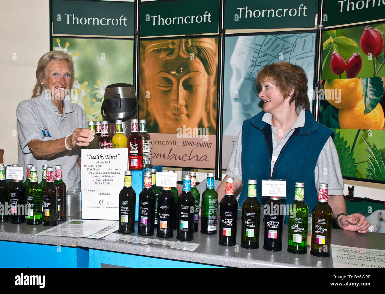 Thorncroft cordiales exhibición en el Festival anual de comida y bebida en Leyburn, North Yorkshire Foto de stock