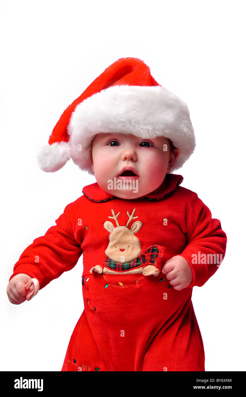 Bebé vestido con traje de santa Navidad Fotografía de stock - Alamy