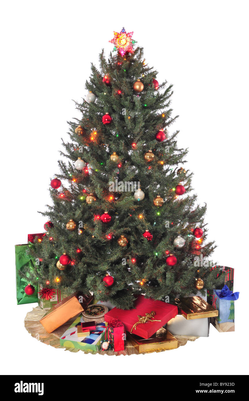 Árbol de Navidad con adornos Foto de stock