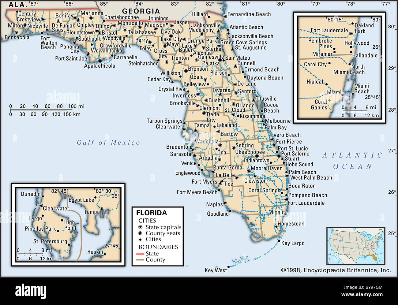 Mapa Detallado De La Florida Mapa Político De Florida Fotos E Imágenes De Stock - Alamy