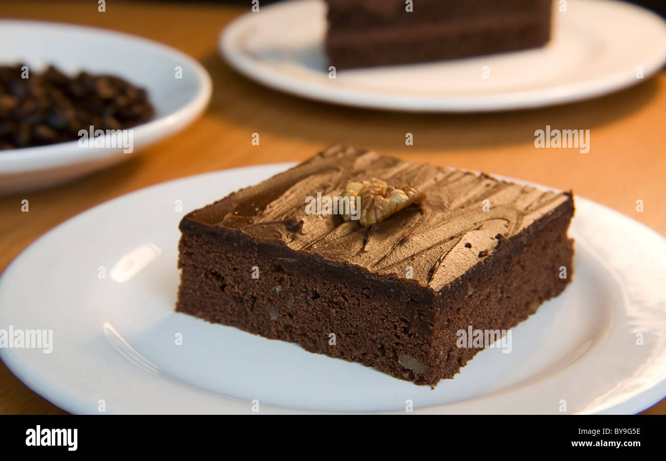 Brownie de chocolate con una nuez Foto de stock