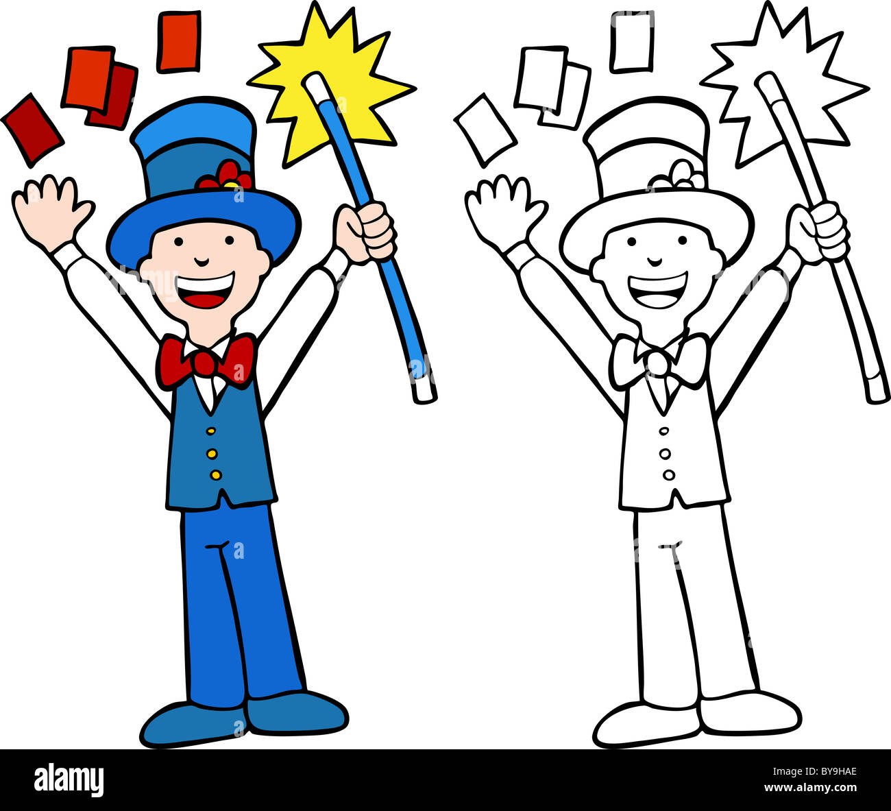 Imagen de dibujos animados de un mago - color y blanco/negro versiones Fotografía de stock - Alamy Imagen de dibujos animados de un mago - color y blanco/negro versiones Fotografía de stock - Alamy