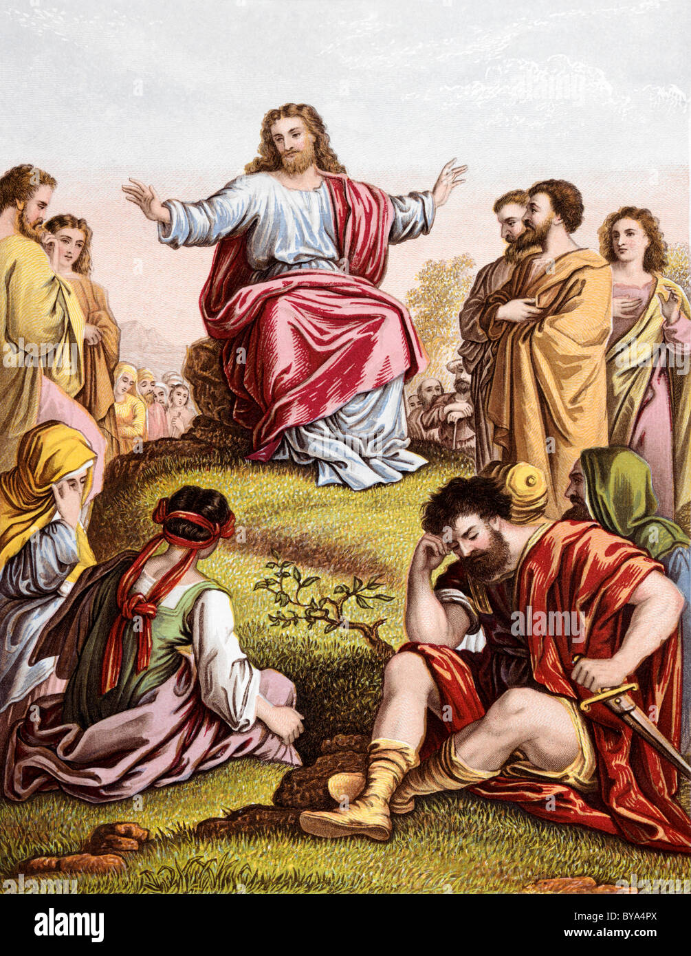 Historias Bíblicas ilustración de Jesús y el Sermón de la montaña Foto de stock