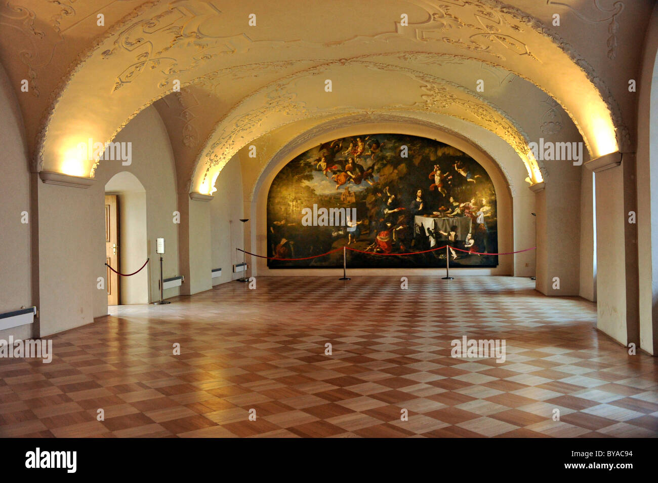 Estucos, invierno refectorio, el Monasterio de Strahov, en Praga, Bohemia, República Checa, Europa Foto de stock
