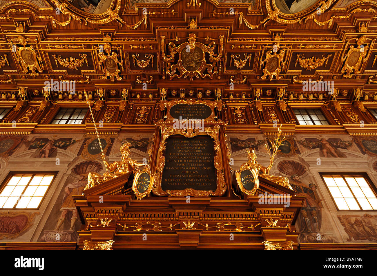 Golden Hall, de 1643, en el town hall, Augsburgo, Baviera, Alemania, Europa Foto de stock