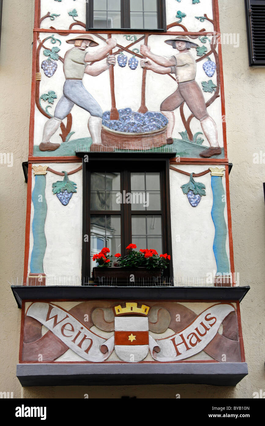 Wein Haus, casa del vino, detalle, Herzog Friedrich Strasse, el centro histórico, Innsbruck, Tirol, Austria, Europa Foto de stock