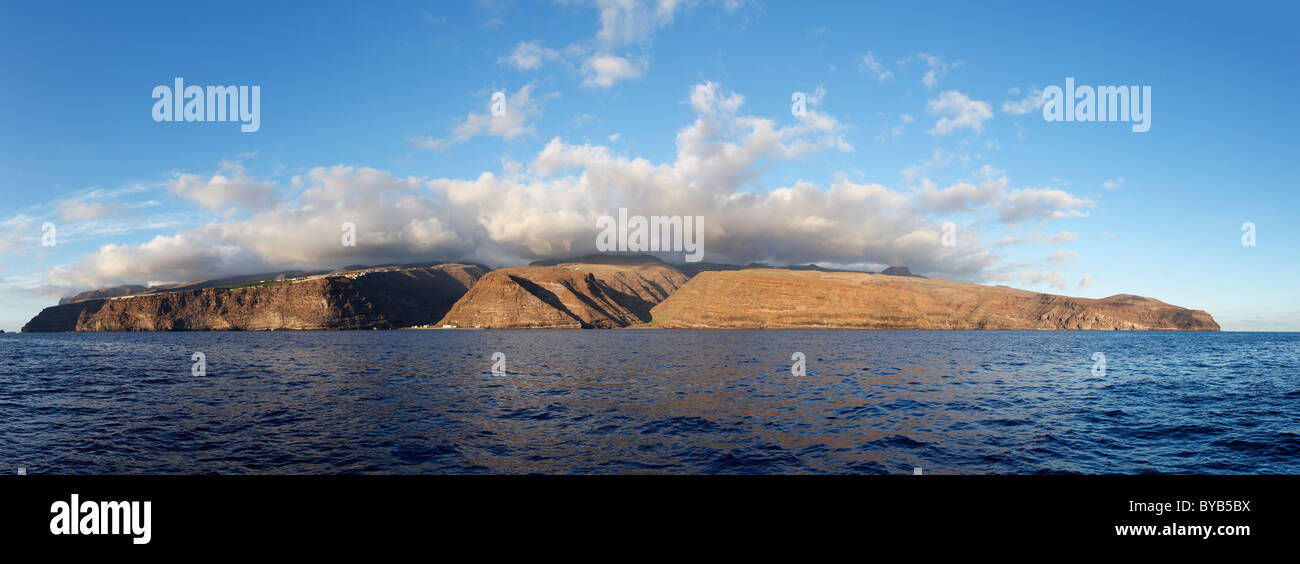Vista desde el suroeste en La Gomera, La Dama de la izquierda, Islas Canarias, España, Europa Foto de stock