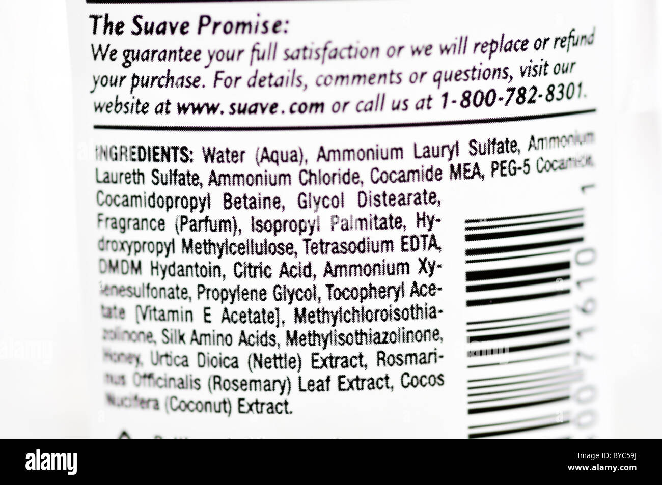Lista de ingredientes en el cuerpo jabón líquido Fotografía de stock - Alamy