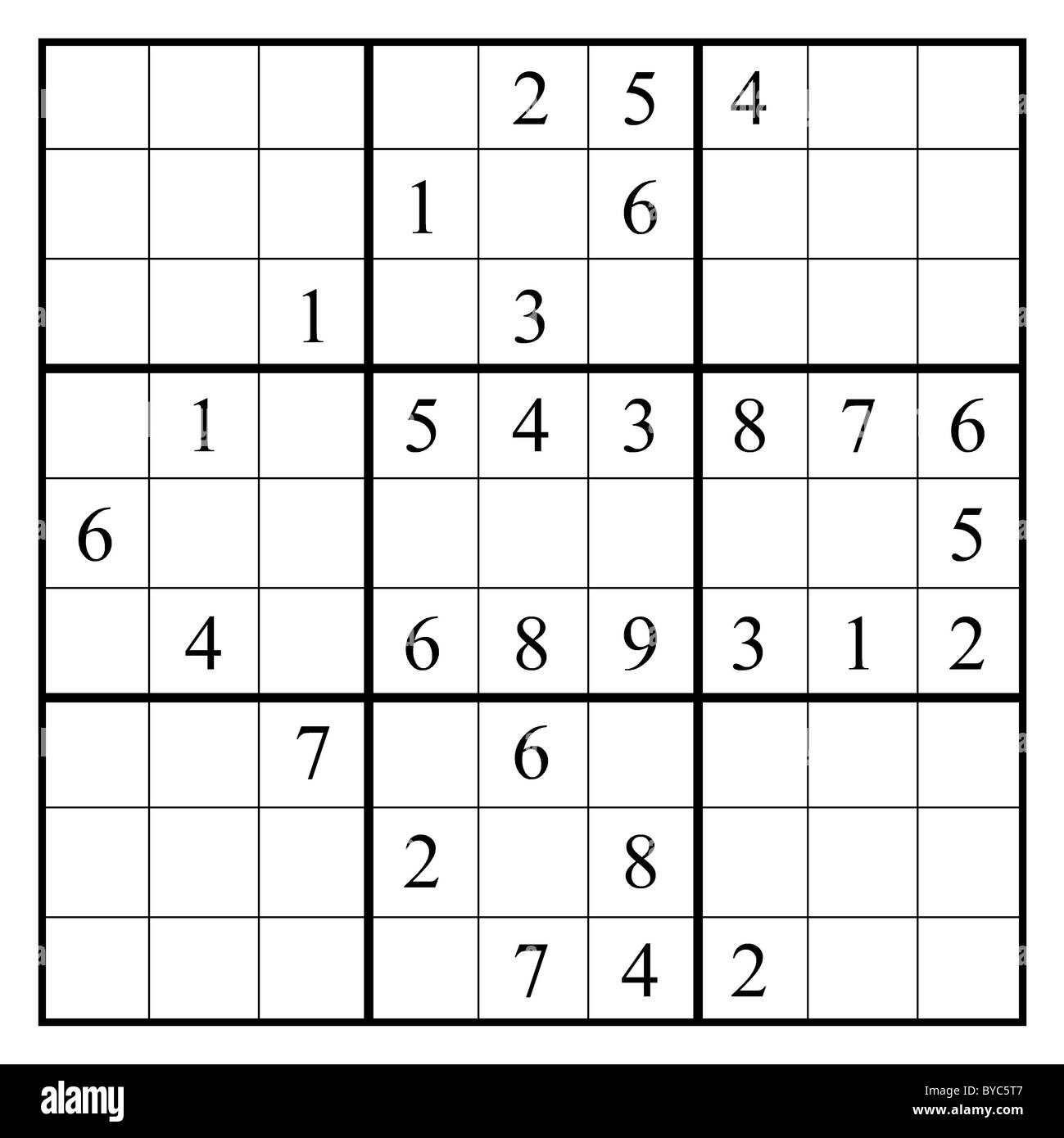 Apuntando con un sudoku puzzle. Este diseño de sudoku proporciona una flecha hacia la izquierda. La solución está Alamy como BYC5TD Fotografía de stock -