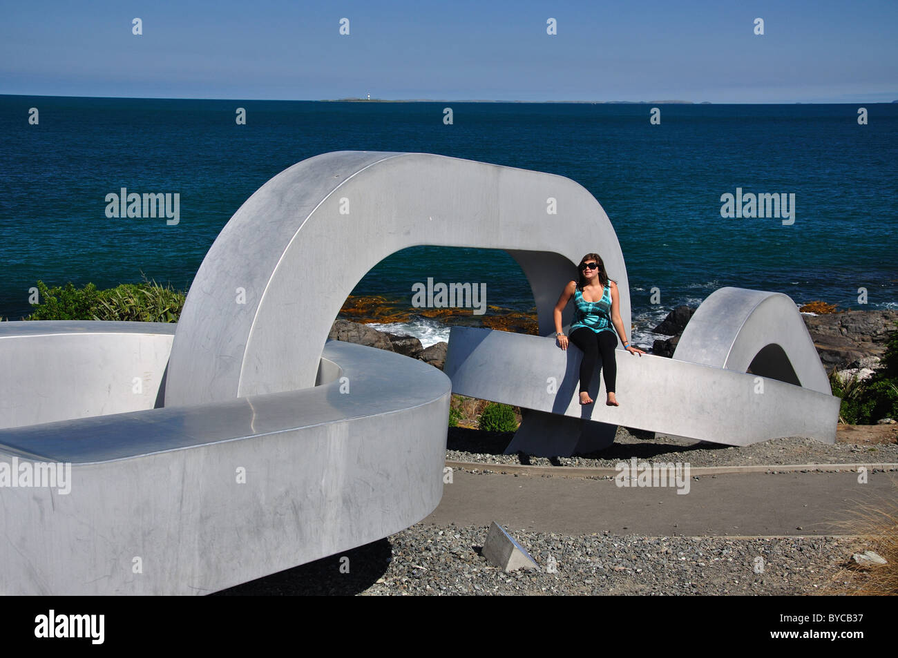 Bluff Escultura Cadena, Stirling Point, Bluff, región de Southland, Isla del Sur, Nueva Zelanda Foto de stock